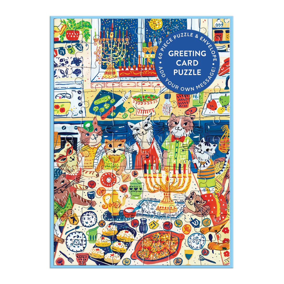 Happy Hanukcats Greeting Card Puzzle Galison