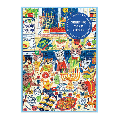 Happy Hanukcats Greeting Card Puzzle Galison
