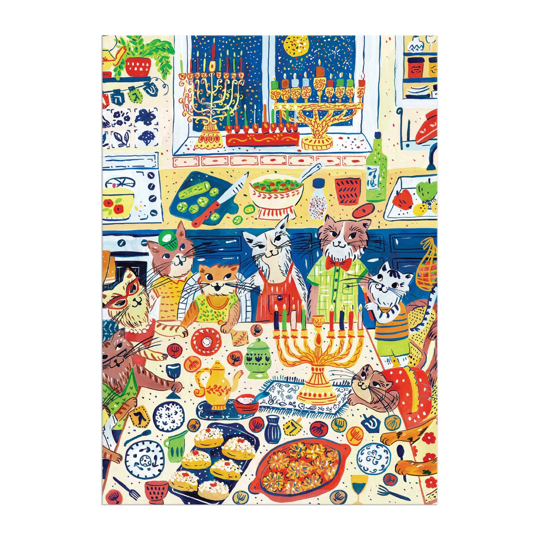 Happy Hanukcats Greeting Card Puzzle Galison
