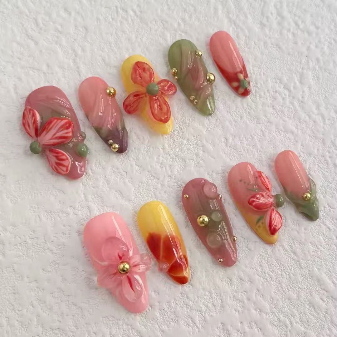 Vibrant Floral Garden Press-on Nails