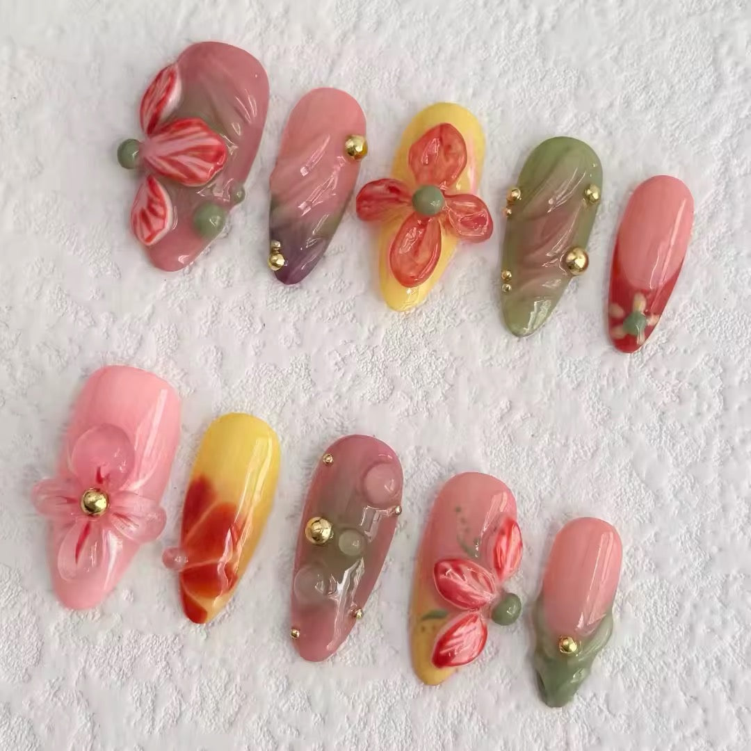 Vibrant Floral Garden Press-on Nails