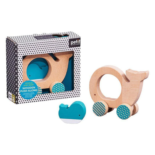 Whale and Baby Wooden Push Along Car