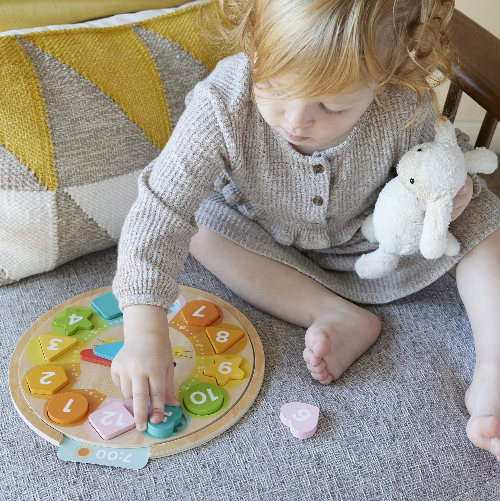 Multi-Language + Counting + Colors Wooden Learning Clock Petit Collage