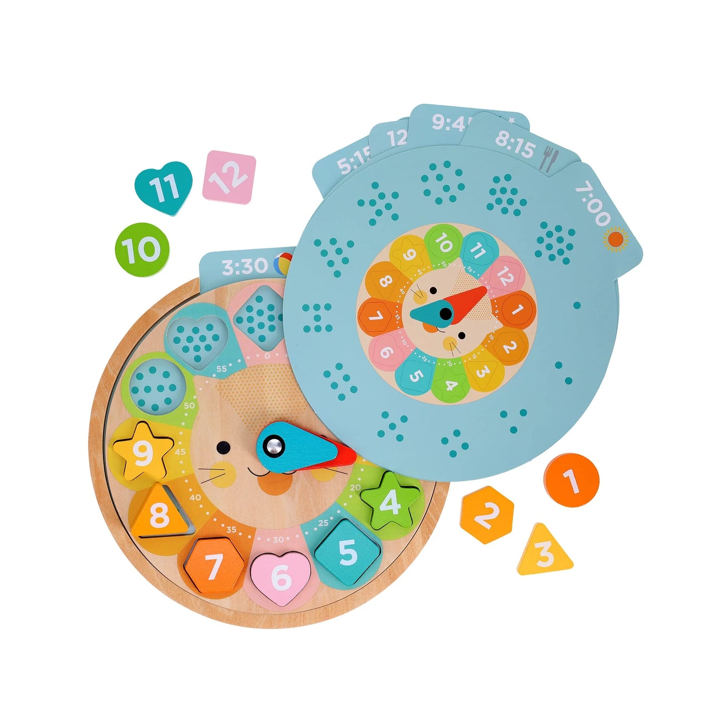 Multi-Language + Counting + Colors Wooden Learning Clock Petit Collage