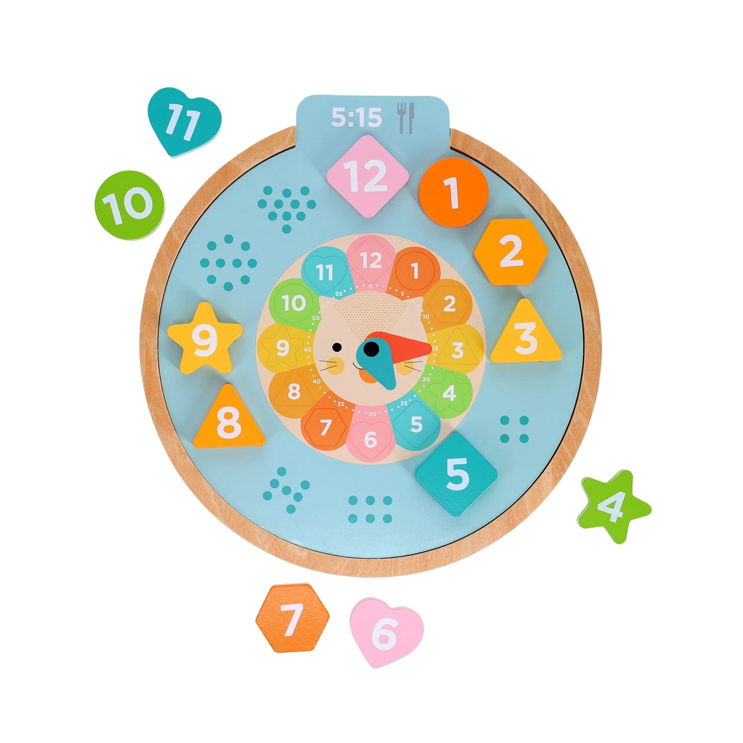Multi-Language + Counting + Colors Wooden Learning Clock Petit Collage