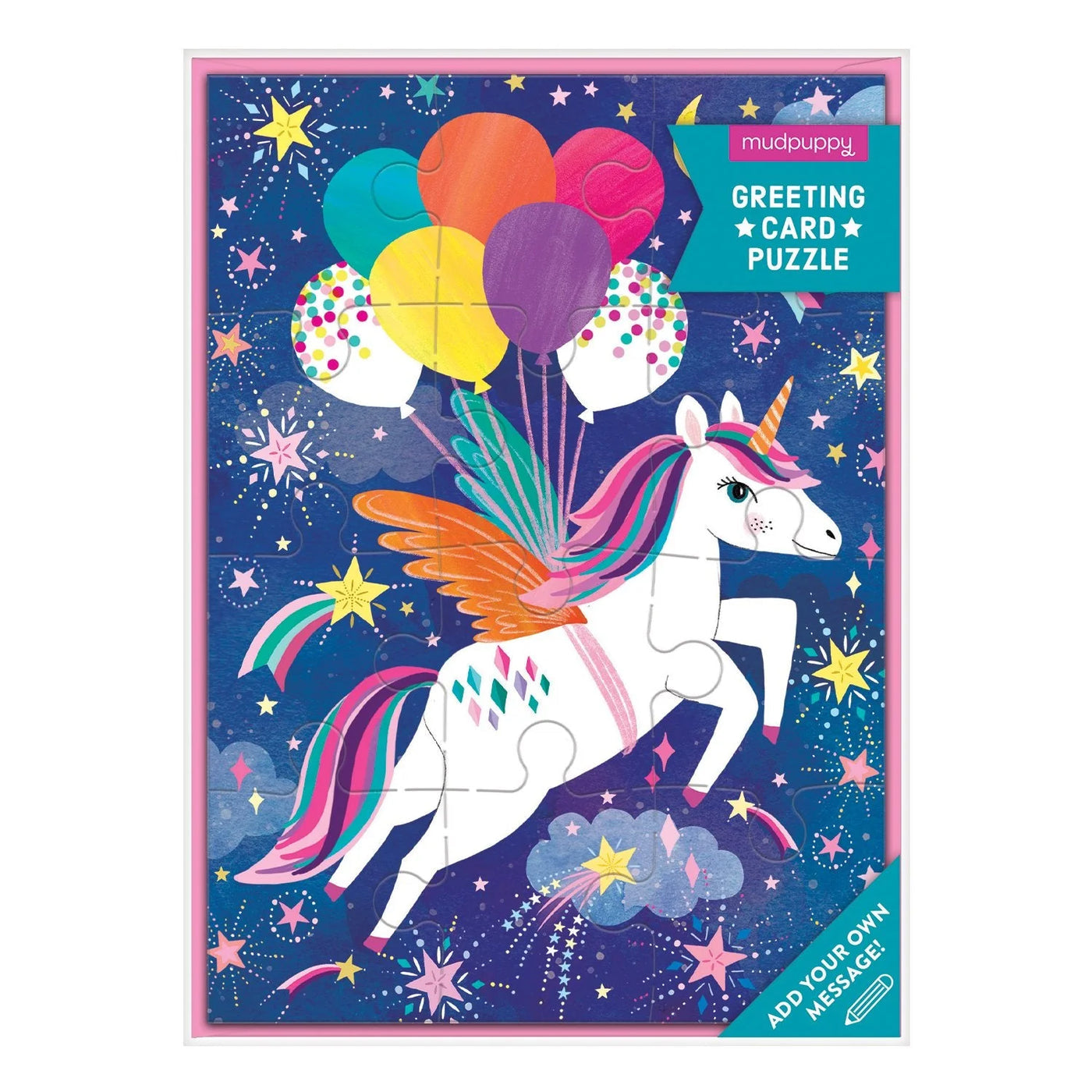 Unicorn Party Greeting Card Puzzle Mudpuppy