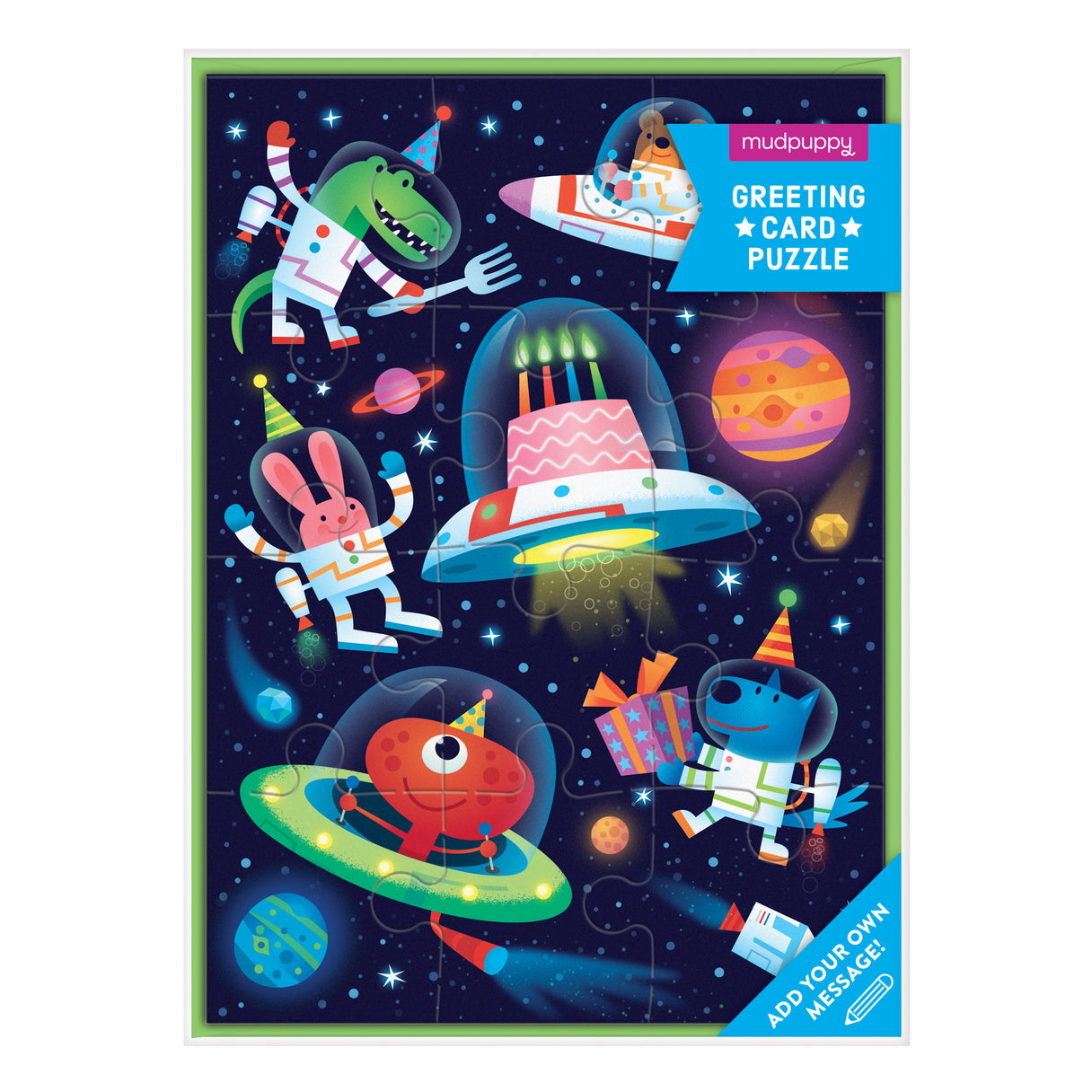 Cosmic Party Greeting Card Puzzle Mudpuppy