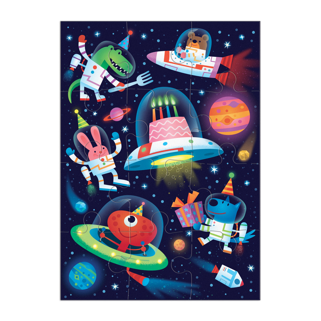 Cosmic Party Greeting Card Puzzle Mudpuppy