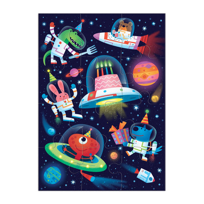 Cosmic Party Greeting Card Puzzle Mudpuppy