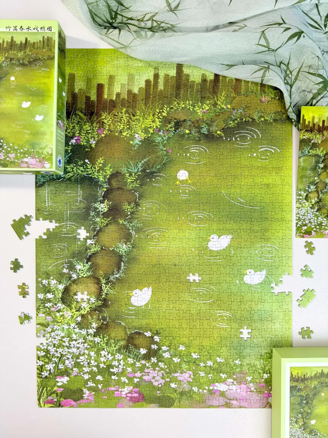 Spring Ducks by Bamboo Fence 1000 Piece Jigsaw Puzzle Tutu Dingdang