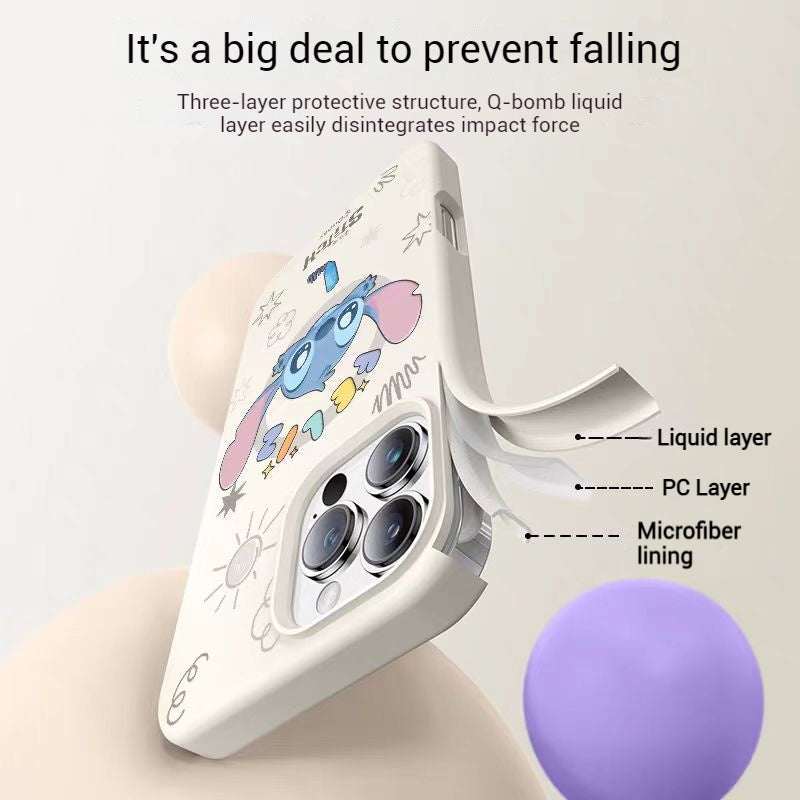 MagSafe Stitch Liquid Silicone Case – Cute, Shockproof & Anti-Fingerprint