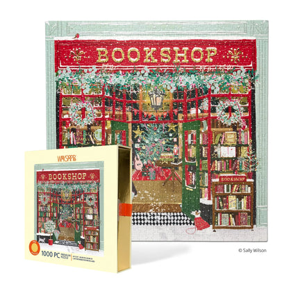 Festive Bookshop 1000 Piece Gold Foil Puzzle Christmas Gift WerkShoppe