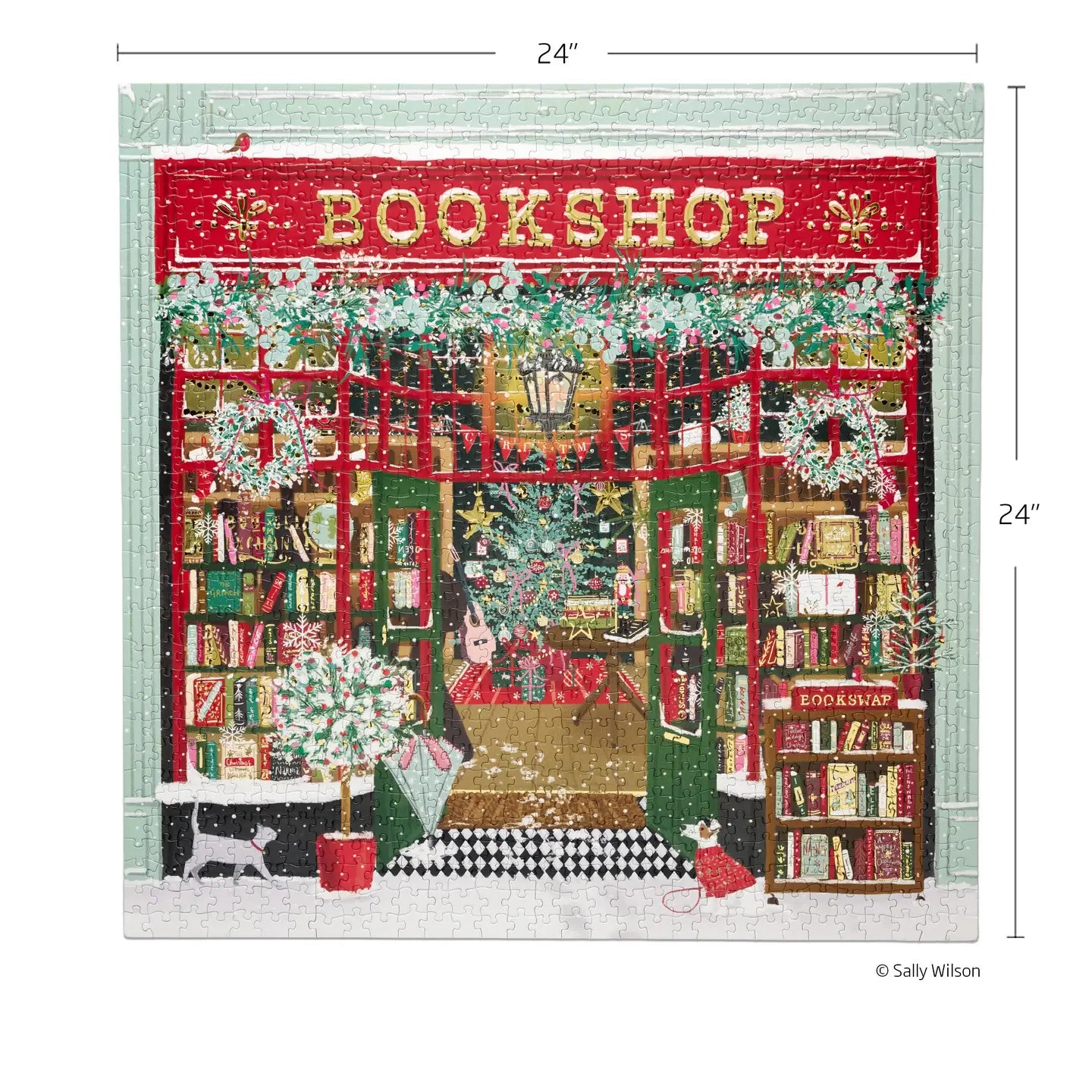 Festive Bookshop 1000 Piece Gold Foil Puzzle Christmas Gift WerkShoppe
