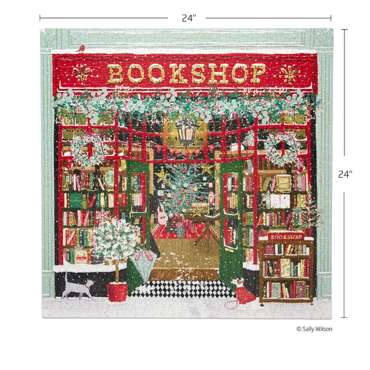 Festive Bookshop 1000 Piece Gold Foil Puzzle Christmas Gift WerkShoppe