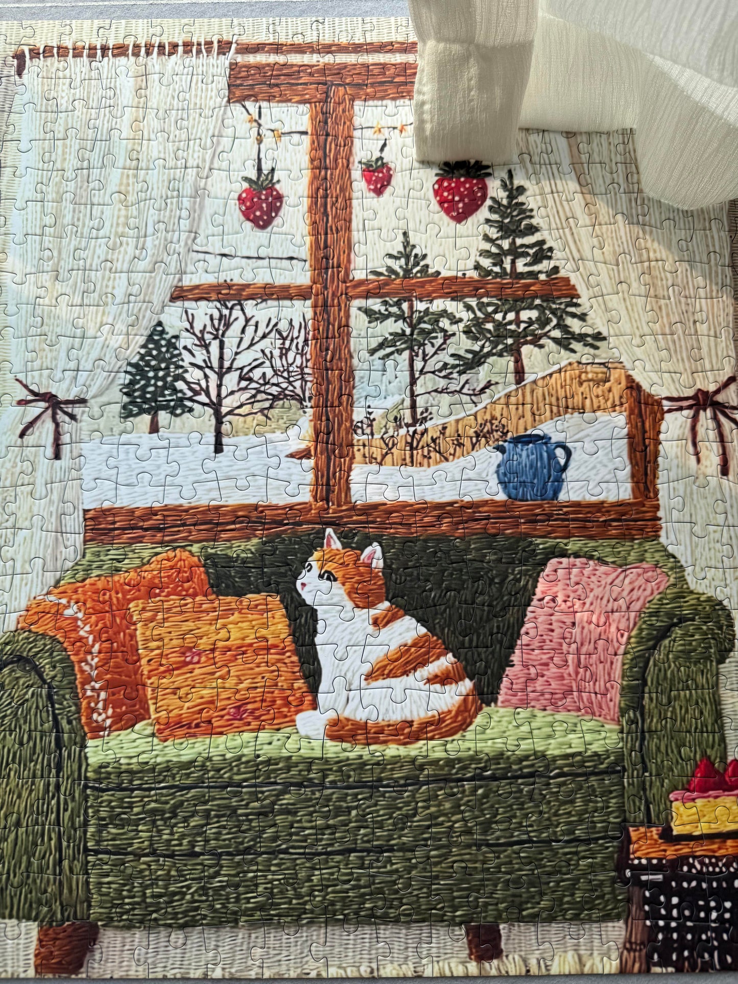 Warm Line Cat Corner Jigsaw Puzzle