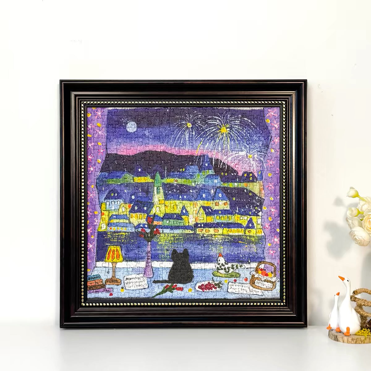 BOFF Puzzle Cat and Town at Night 324 Piece Jigsaw Puzzle BOFF