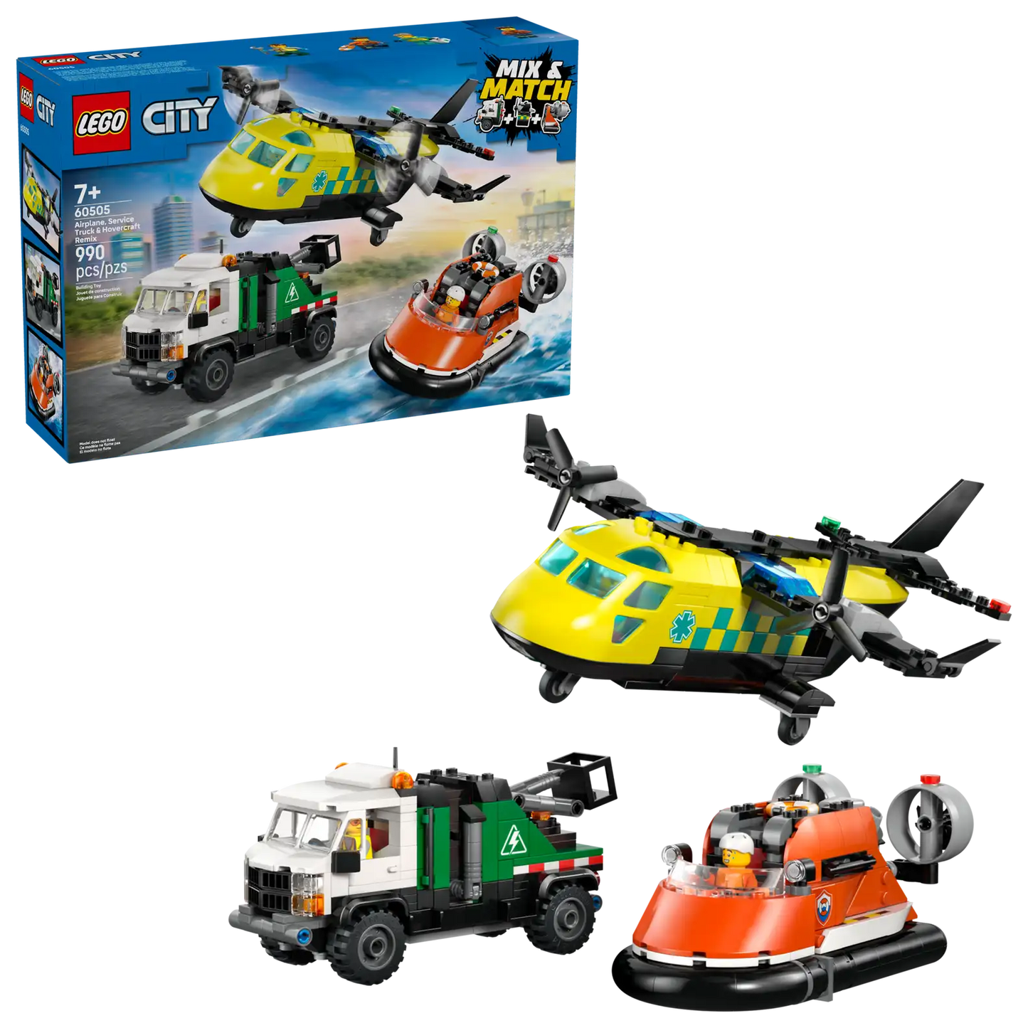 LEGO City Airplane, Service Truck & Hovercraft Remix 60505
