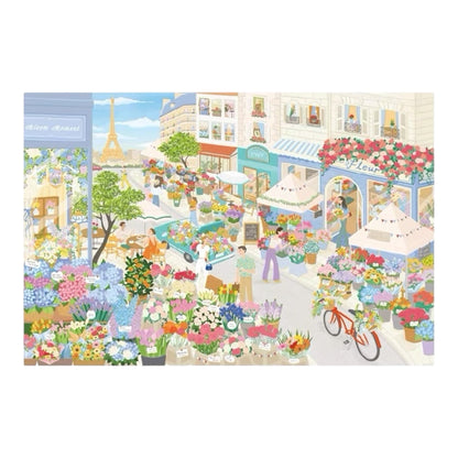 Momibook Flowers Market in Paris 1000 Piece Jigsaw Puzzle