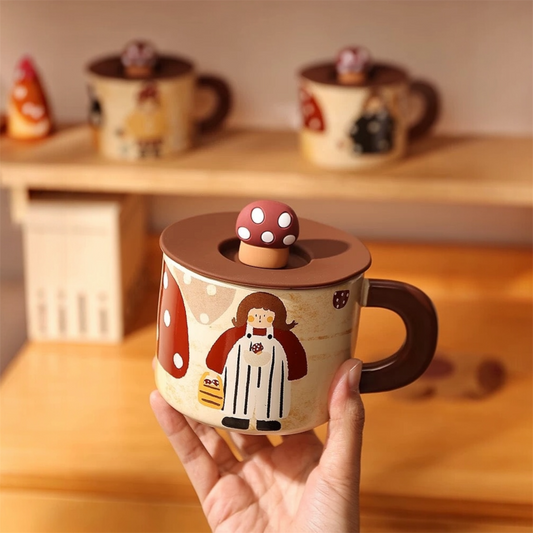 Retro Mushroom Girl Ceramic Mug