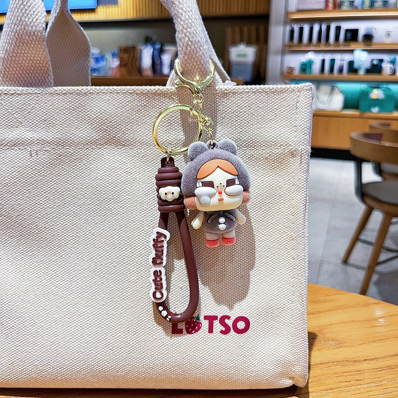 Cartoon Flocked Crying Baby Keychain