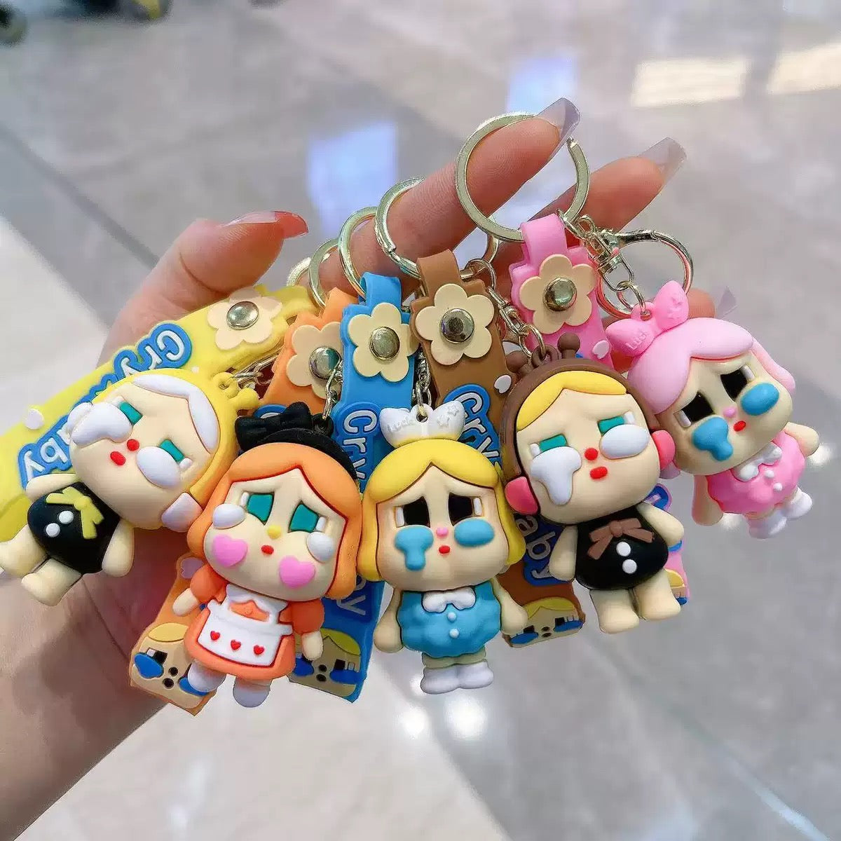 3D Cartoon Crying Girl Keychain