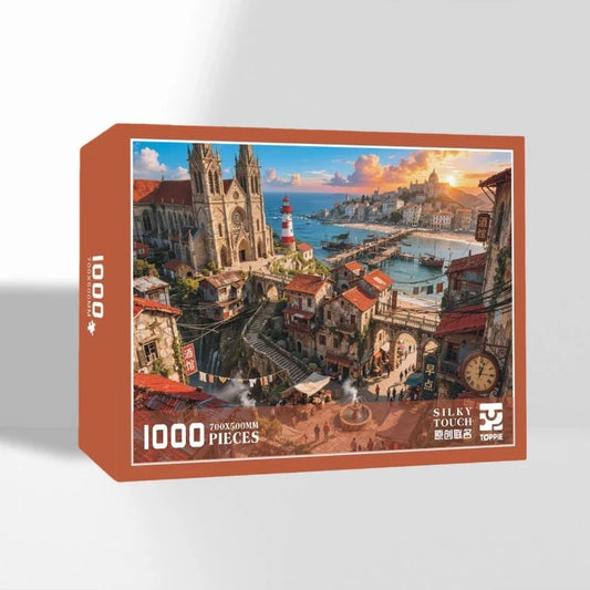 Coastal Lighthouse Town 1000 Piece Puzzle Toppie