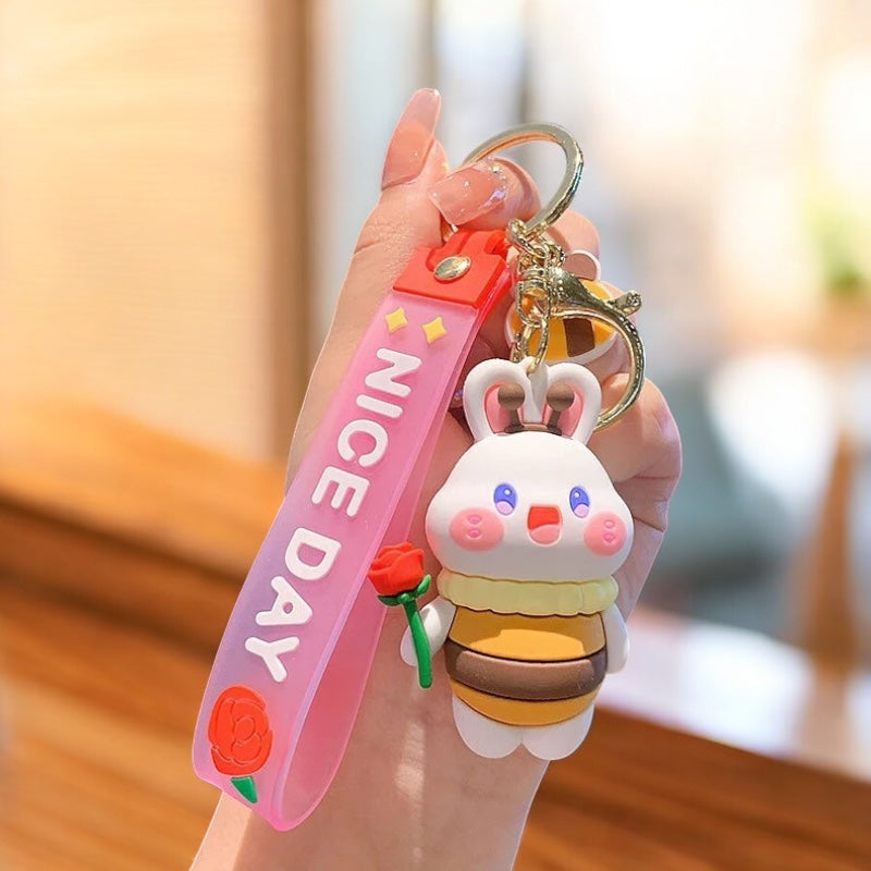 Sweet Flower Bunny Keychain