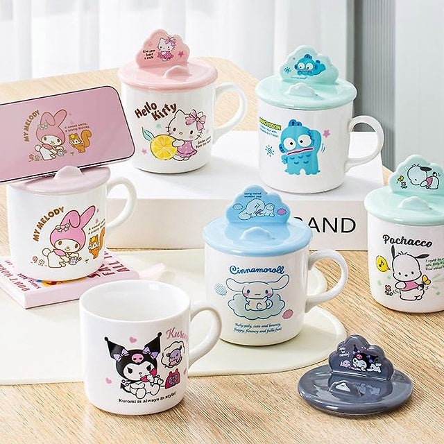Kawaii Character Ceramic Mug with Lid