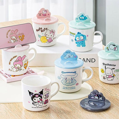 Kawaii Character Ceramic Mug with Lid