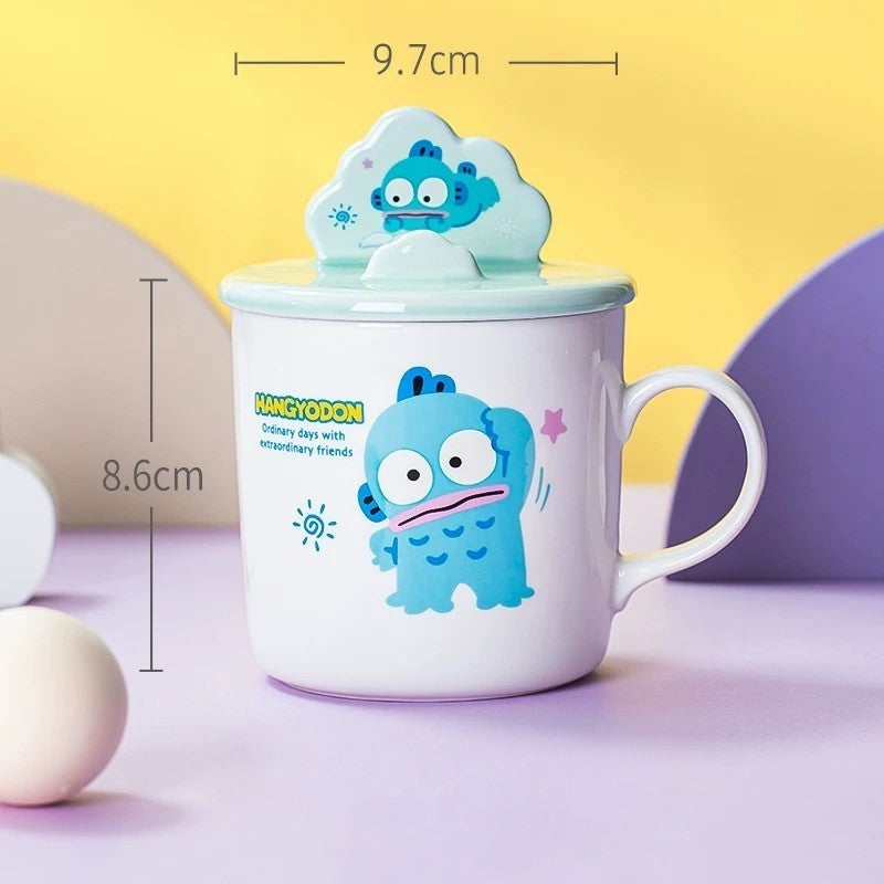 Kawaii Character Ceramic Mug with Lid