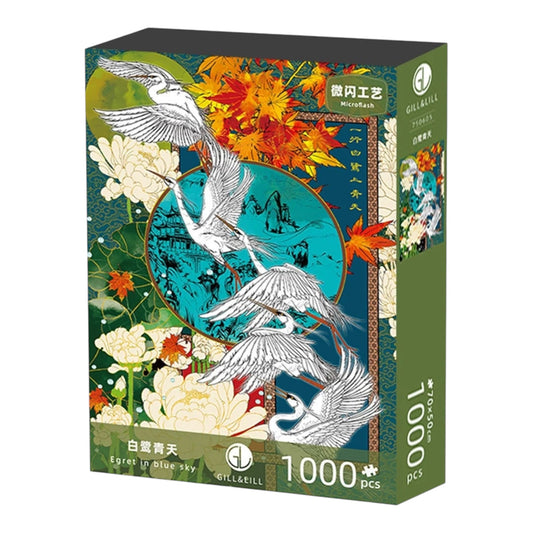 Gill & Lill Egret in Blue Sky 1000 Piece Jigsaw Puzzle