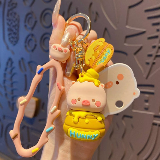 Squishy Piggy Dessert Keychain – Kawaii Gift Accessory