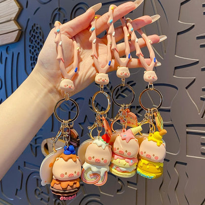 Squishy Piggy Dessert Keychain – Kawaii Gift Accessory