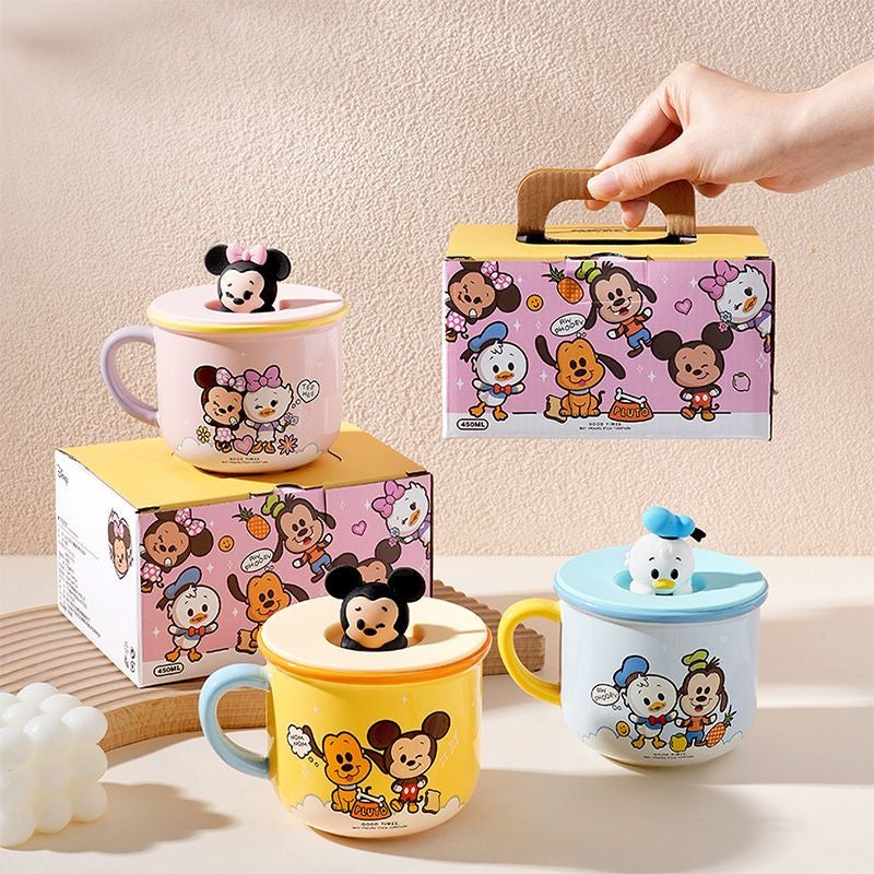 Cute Cartoon Character Ceramic Mug with Lid