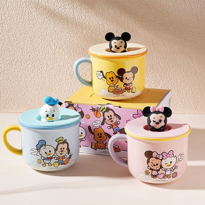 Cute Cartoon Character Ceramic Mug with Lid