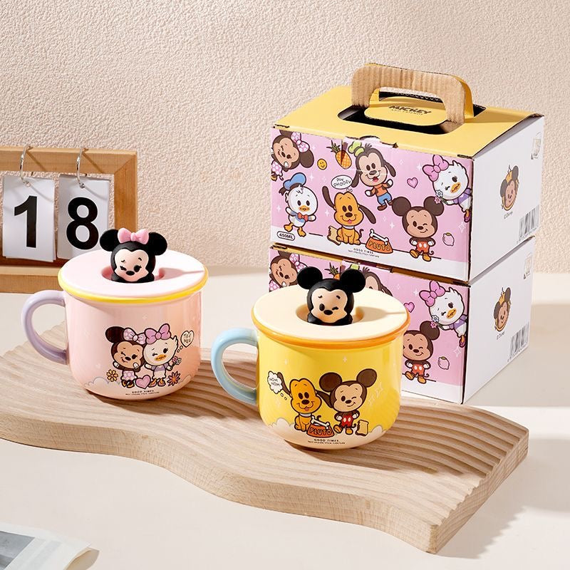 Cute Cartoon Character Ceramic Mug with Lid