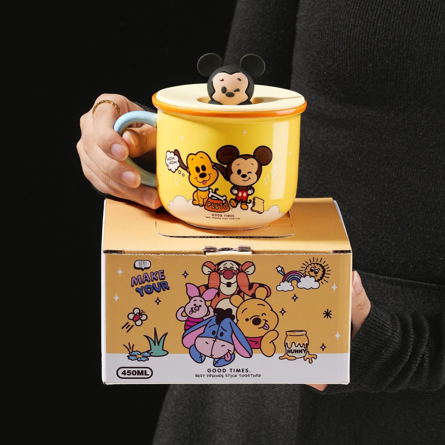 Cute Cartoon Character Ceramic Mug with Lid