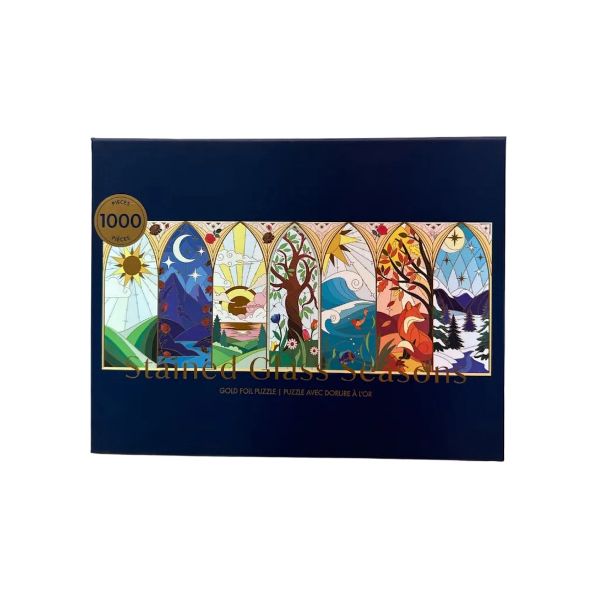 Stained Glass Seasons 1000 Piece Gold Foil Jigsaw Puzzle Hobbry