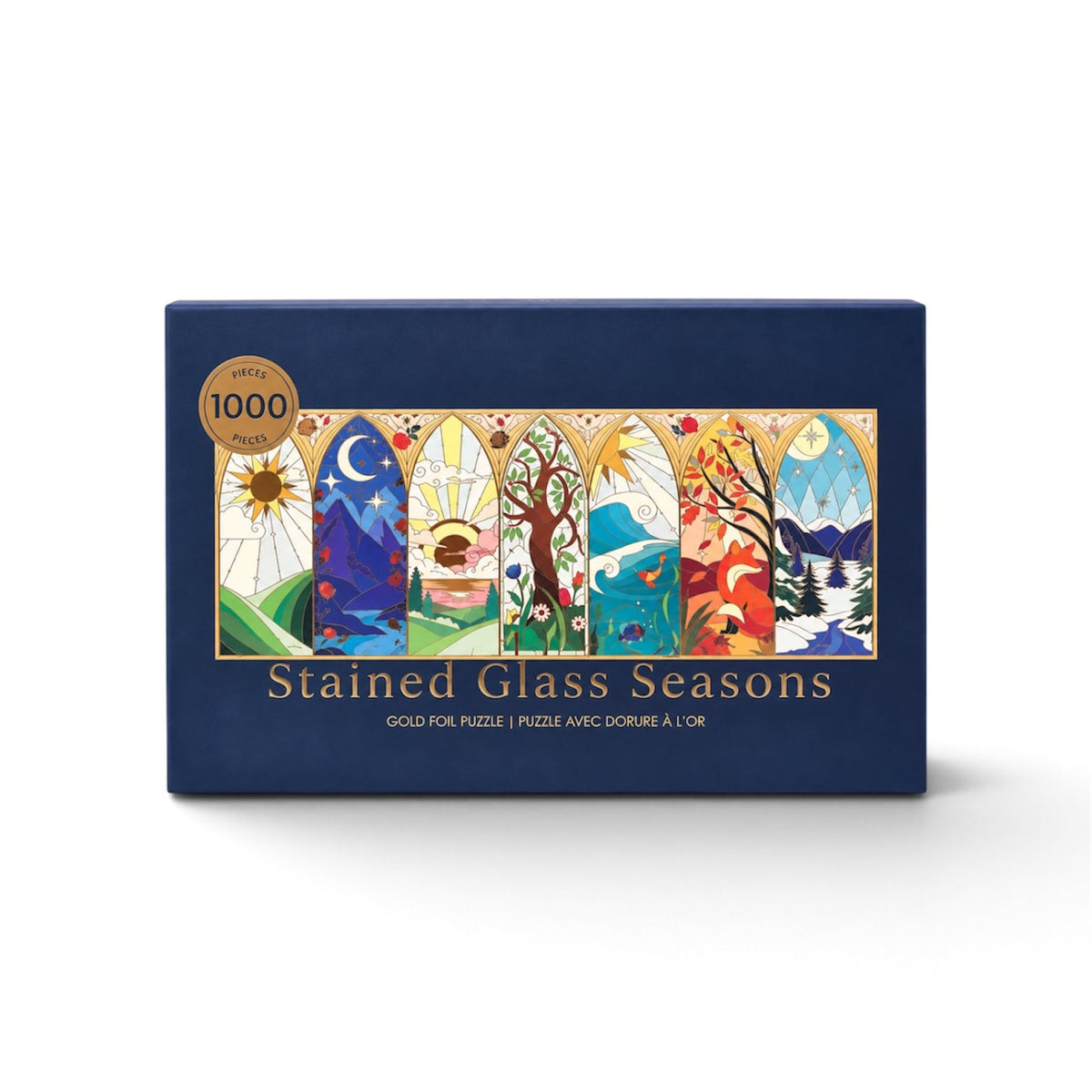 Stained Glass Seasons 1000 Piece Gold Foil Jigsaw Puzzle Hobbry