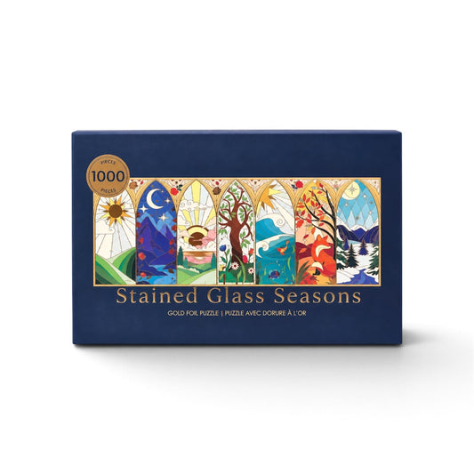 Stained Glass Seasons 1000 Piece Gold Foil Jigsaw Puzzle Hobbry