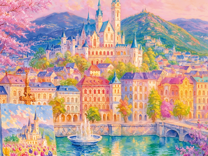 Flower City by the Water 1000 Piece Puzzle VINLAA