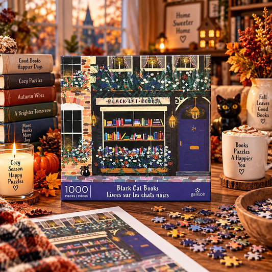 Galison Black Cat Books 1000 Piece Jigsaw Puzzle Galison