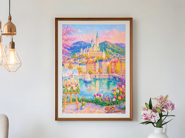 Flower City by the Water 1000 Piece Puzzle VINLAA
