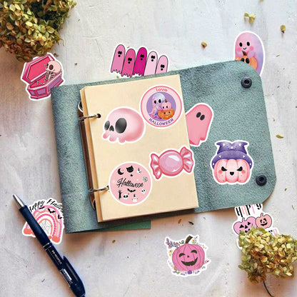 Kawaii Pink Halloween Ghost Skull Pumpkin Stickers - 50Pcs