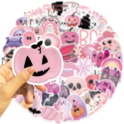 Kawaii Pink Halloween Ghost Skull Pumpkin Stickers - 50Pcs