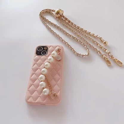 Elegant Quilted iPhone Case with Pearl Charm – Classy Gift Idea